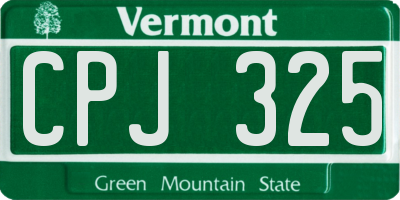 VT license plate CPJ325