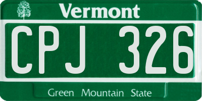 VT license plate CPJ326