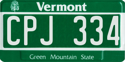 VT license plate CPJ334