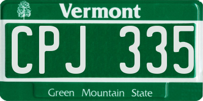 VT license plate CPJ335