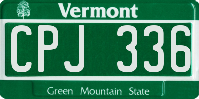 VT license plate CPJ336