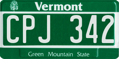 VT license plate CPJ342