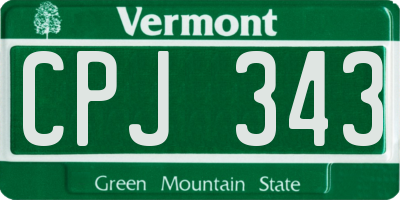 VT license plate CPJ343