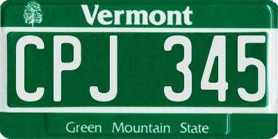 VT license plate CPJ345