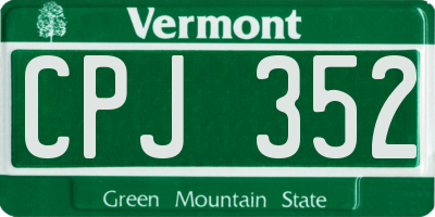 VT license plate CPJ352
