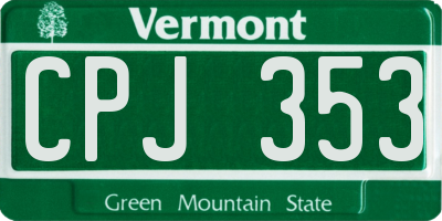 VT license plate CPJ353