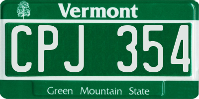 VT license plate CPJ354