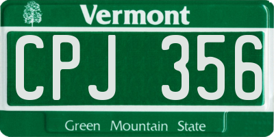 VT license plate CPJ356