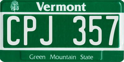 VT license plate CPJ357