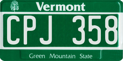 VT license plate CPJ358