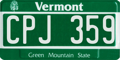 VT license plate CPJ359