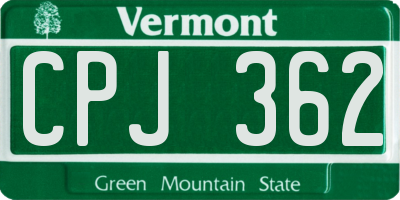 VT license plate CPJ362