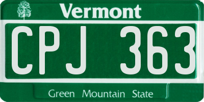 VT license plate CPJ363