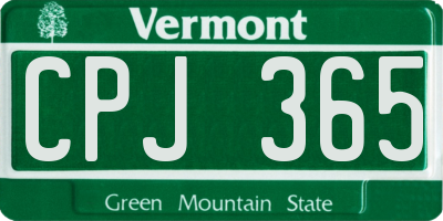 VT license plate CPJ365