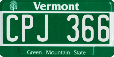 VT license plate CPJ366