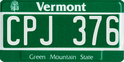 VT license plate CPJ376