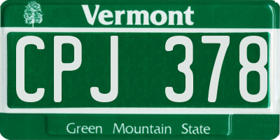 VT license plate CPJ378