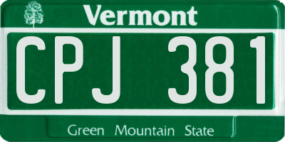 VT license plate CPJ381