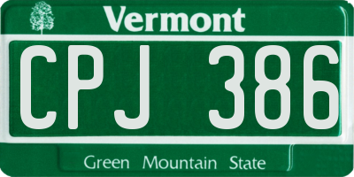 VT license plate CPJ386