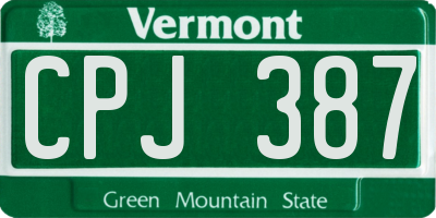 VT license plate CPJ387