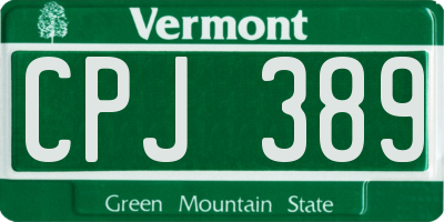 VT license plate CPJ389