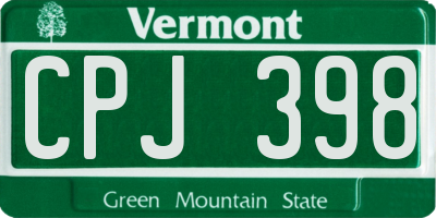 VT license plate CPJ398