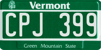 VT license plate CPJ399