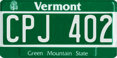 VT license plate CPJ402