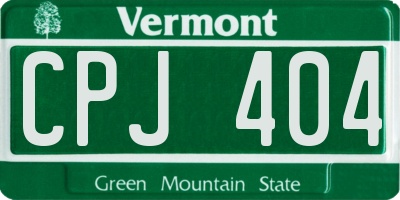 VT license plate CPJ404