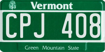 VT license plate CPJ408