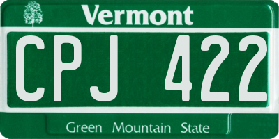 VT license plate CPJ422