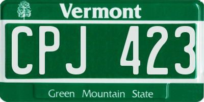 VT license plate CPJ423