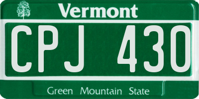 VT license plate CPJ430