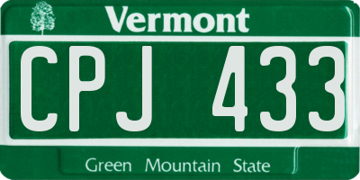 VT license plate CPJ433