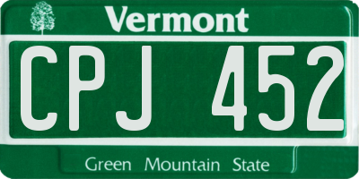 VT license plate CPJ452