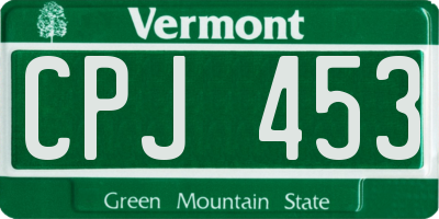 VT license plate CPJ453