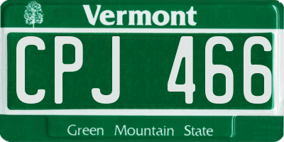 VT license plate CPJ466