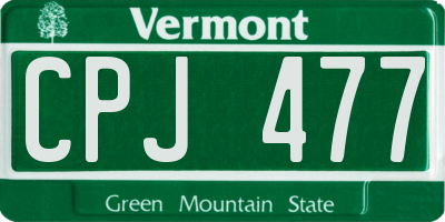 VT license plate CPJ477