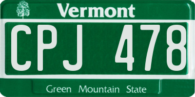 VT license plate CPJ478