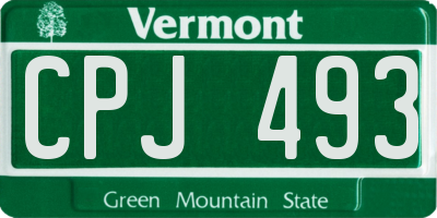 VT license plate CPJ493