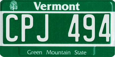 VT license plate CPJ494