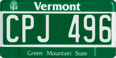 VT license plate CPJ496