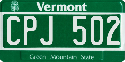 VT license plate CPJ502
