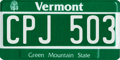 VT license plate CPJ503