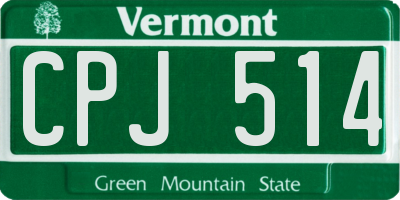VT license plate CPJ514