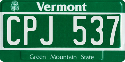 VT license plate CPJ537