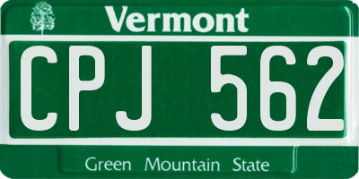 VT license plate CPJ562