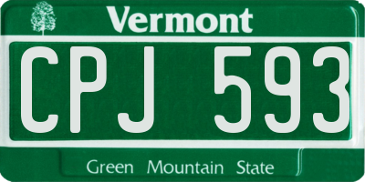 VT license plate CPJ593
