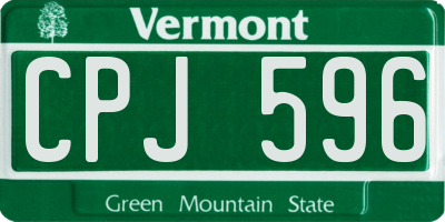 VT license plate CPJ596