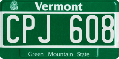 VT license plate CPJ608